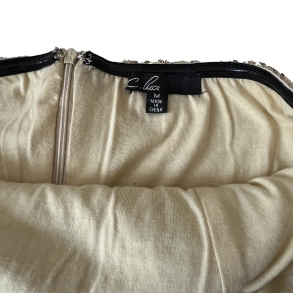C. Luce Sequined Strapless Gold & Black Dress Size Medium - Picture 6 of 16